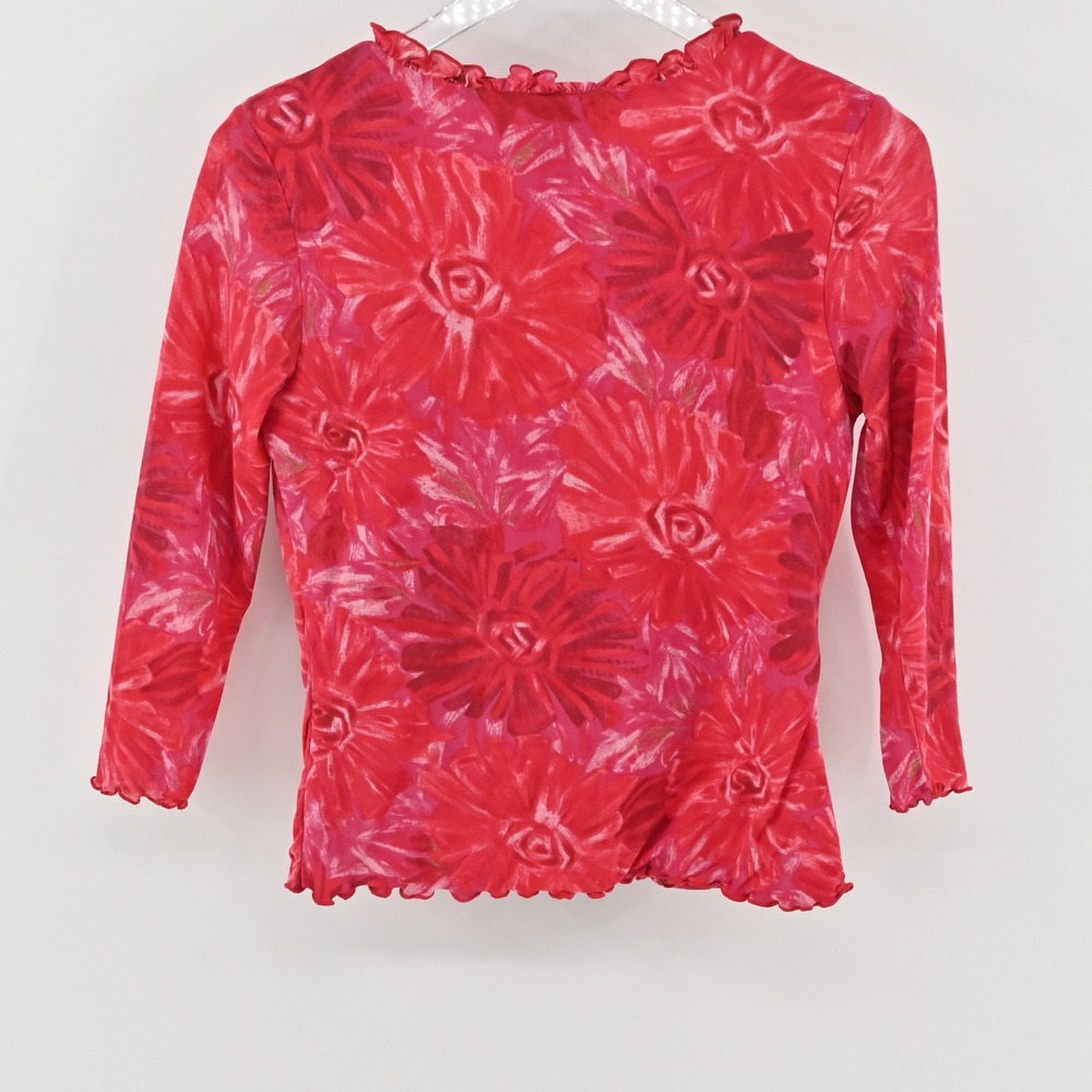 Vintage Y2k Ruched Mesh Top Womens Size M Pink Floral INC International Concepts - Picture 2 of 12